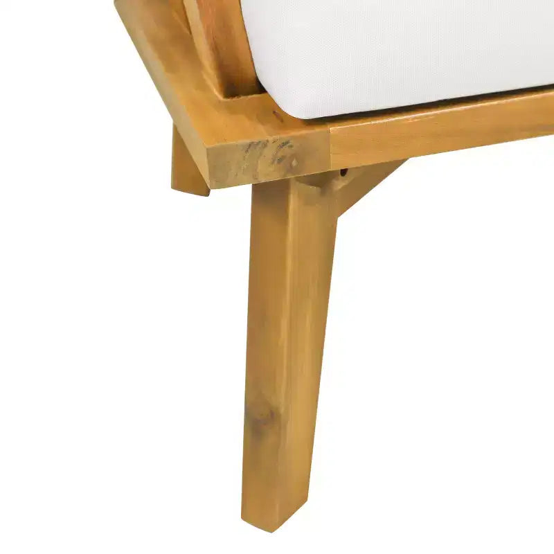 Set composto da poltrona club e tavolino da esterno GDFStudio Lorie in legno di acacia con cuscini, teak/bianco
