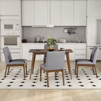 Set tavolo da pranzo da 5 pezzi, set da pranzo, set tavolo da cucina con 4 sedie imbottite, stile moderno di metà secolo, beige/grigio + noce-ModernLuxe