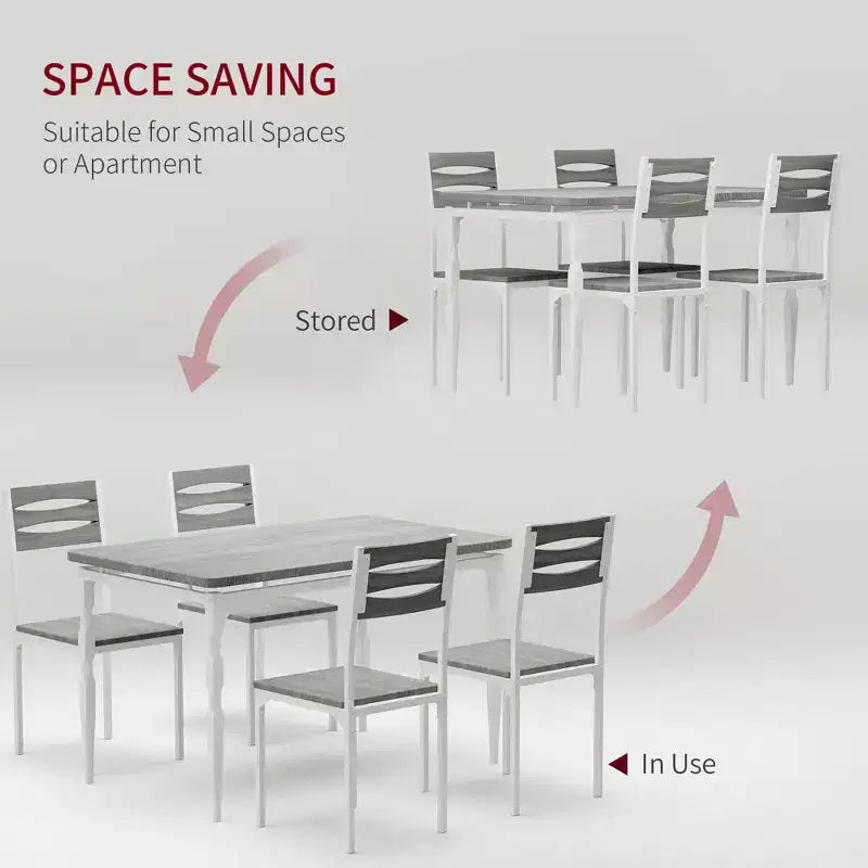 Set da pranzo da 5 pezzi, Set da cucina in stile industriale per 4 persone, Tavolo e sedie da pranzo con tavolo rettangolare e 4 sedie
