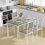 Set da pranzo da 5 pezzi, Set da cucina in stile industriale per 4 persone, Tavolo e sedie da pranzo con tavolo rettangolare e 4 sedie