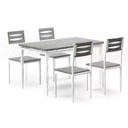 Set da pranzo da 5 pezzi, Set da cucina in stile industriale per 4 persone, Tavolo e sedie da pranzo con tavolo rettangolare e 4 sedie