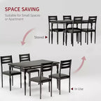 Set da pranzo da 5 pezzi, Set da cucina in stile industriale per 4 persone, Tavolo e sedie da pranzo con tavolo rettangolare e 4 sedie