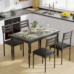 Set da pranzo da 5 pezzi, Set da cucina in stile industriale per 4 persone, Tavolo e sedie da pranzo con tavolo rettangolare e 4 sedie