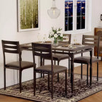 Set da pranzo da 5 pezzi, Set da cucina in stile industriale per 4 persone, Tavolo e sedie da pranzo con tavolo rettangolare e 4 sedie