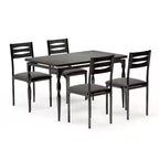 Set da pranzo da 5 pezzi, Set da cucina in stile industriale per 4 persone, Tavolo e sedie da pranzo con tavolo rettangolare e 4 sedie