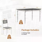 Set da pranzo da 5 pezzi, Set da cucina in stile industriale per 4 persone, Tavolo e sedie da pranzo con tavolo rettangolare e 4 sedie