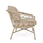 Set divanetto e tavolino da caffè GDFStudio Colmar per esterni in vimini con cuscini, marrone chiaro/beige