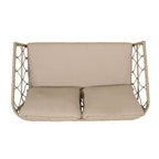 Set divanetto e tavolino da caffè GDFStudio Colmar per esterni in vimini con cuscini, marrone chiaro/beige