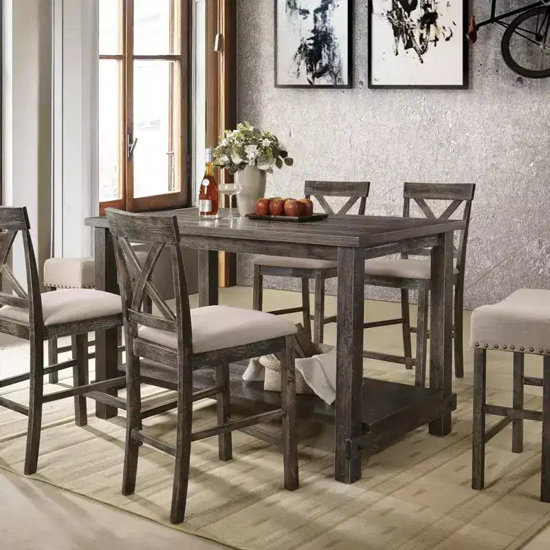 Christopher Knight Home Sinclair 60 Wood 7 Piece Rectangle Dining Table Set With 6 Upholstered Chairs