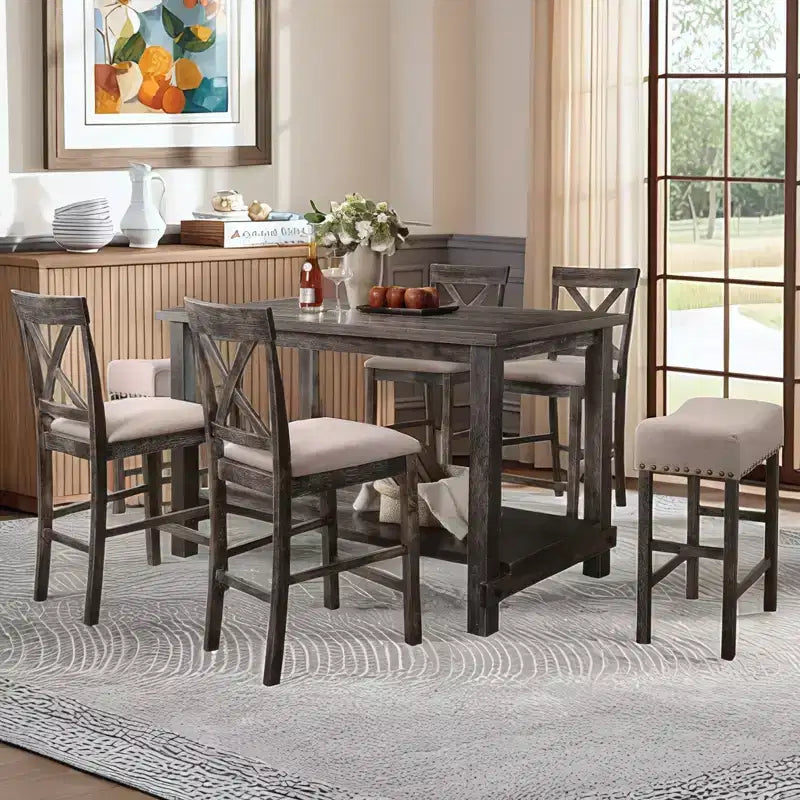 Set da pranzo rettangolare da 7 pezzi Christopher Knight Home Sinclair 60 in legno con 6 sedie imbottite