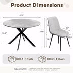 Set da tavolo da pranzo rotondo EROMMY 47.2, tavolo da cucina moderno con 4 sedie