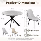 Set da tavolo da pranzo rotondo EROMMY 47.2, tavolo da cucina moderno con 4 sedie