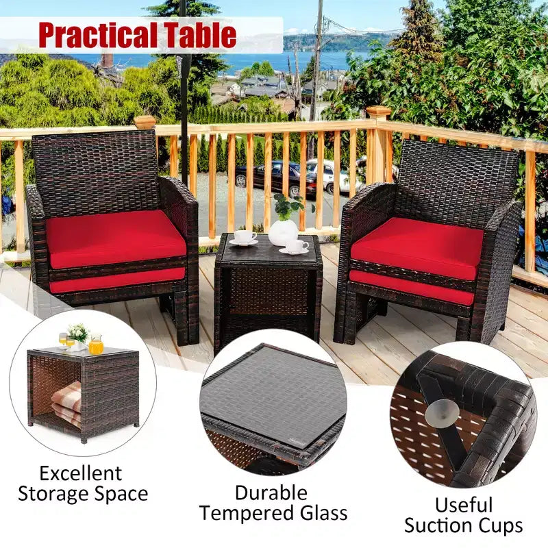 Set di mobili da giardino Costway 5 pezzi in rattan con divano, poggiapiedi e cuscini