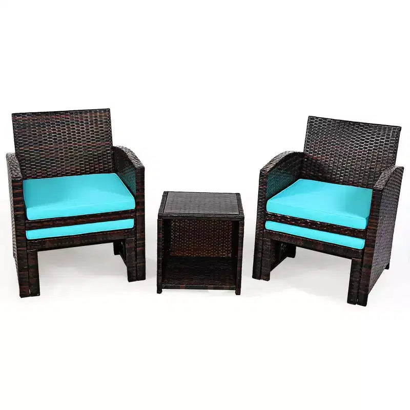 Set di mobili da giardino Costway 5 pezzi in rattan con divano, poggiapiedi e cuscini