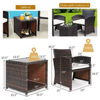 Set di mobili da giardino Costway 5 pezzi in rattan con divano, poggiapiedi e cuscini