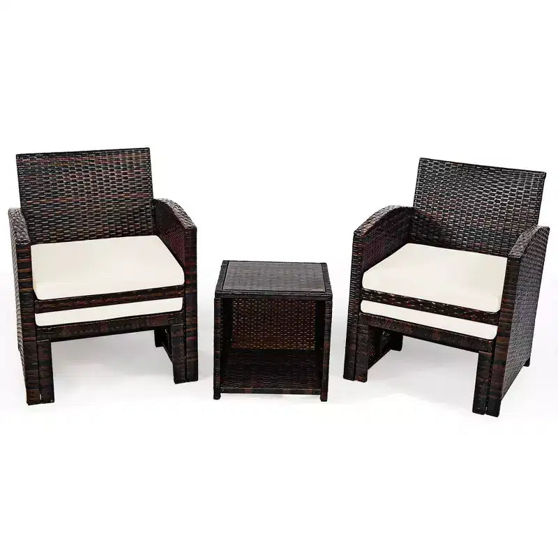 Set di mobili da giardino Costway 5 pezzi in rattan con divano, poggiapiedi e cuscini