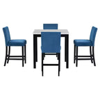 Set da pranzo da 5 pezzi, tavolo da pranzo altezza bancone, set da pranzo altezza bar con 4 sedie rivestite in velluto e tavolo da pranzo con piano in finto marmo - ModernLuxe