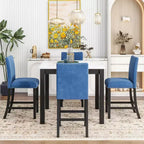 Set da pranzo da 5 pezzi, tavolo da pranzo altezza bancone, set da pranzo altezza bar con 4 sedie rivestite in velluto e tavolo da pranzo con piano in finto marmo - ModernLuxe