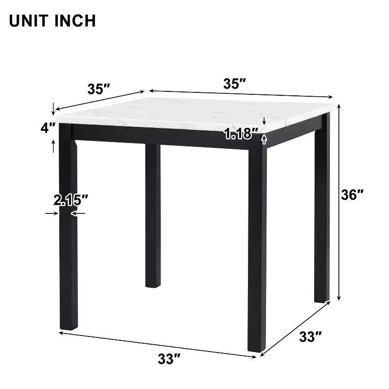 Set da pranzo da 5 pezzi, tavolo da pranzo altezza bancone, set da pranzo altezza bar con 4 sedie rivestite in velluto e tavolo da pranzo con piano in finto marmo - ModernLuxe