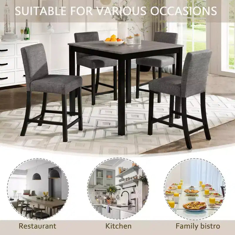 Set tavolo alto da 5 pezzi con 4 sedie, set tavolo alto per 4 persone con sedie