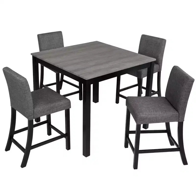 Set tavolo alto da 5 pezzi con 4 sedie, set tavolo alto per 4 persone con sedie