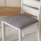 Set da tavolo da pranzo VECELO da 7 pezzi in stile rustico per 6 persone, tavolo in legno di caucciù con 6 sedie da pranzo imbottite, grigio