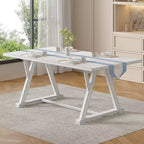 Set da tavolo da pranzo VECELO da 7 pezzi in stile rustico per 6 persone, tavolo in legno di caucciù con 6 sedie da pranzo imbottite, grigio