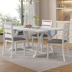 Set da tavolo da pranzo VECELO da 7 pezzi in stile rustico per 6 persone, tavolo in legno di caucciù con 6 sedie da pranzo imbottite, grigio
