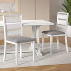 Set da tavolo da pranzo VECELO da 7 pezzi in stile rustico per 6 persone, tavolo in legno di caucciù con 6 sedie da pranzo imbottite, grigio