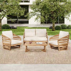 Christopher Knight Home Yantic 4 Piece Outdoor Modern Acacia Wood Chat Set with Water-Resistant Cushions