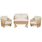 Christopher Knight Home Yantic Set da conversazione moderno da esterno a 4 pezzi in legno di acacia con cuscini resistenti all'acqua