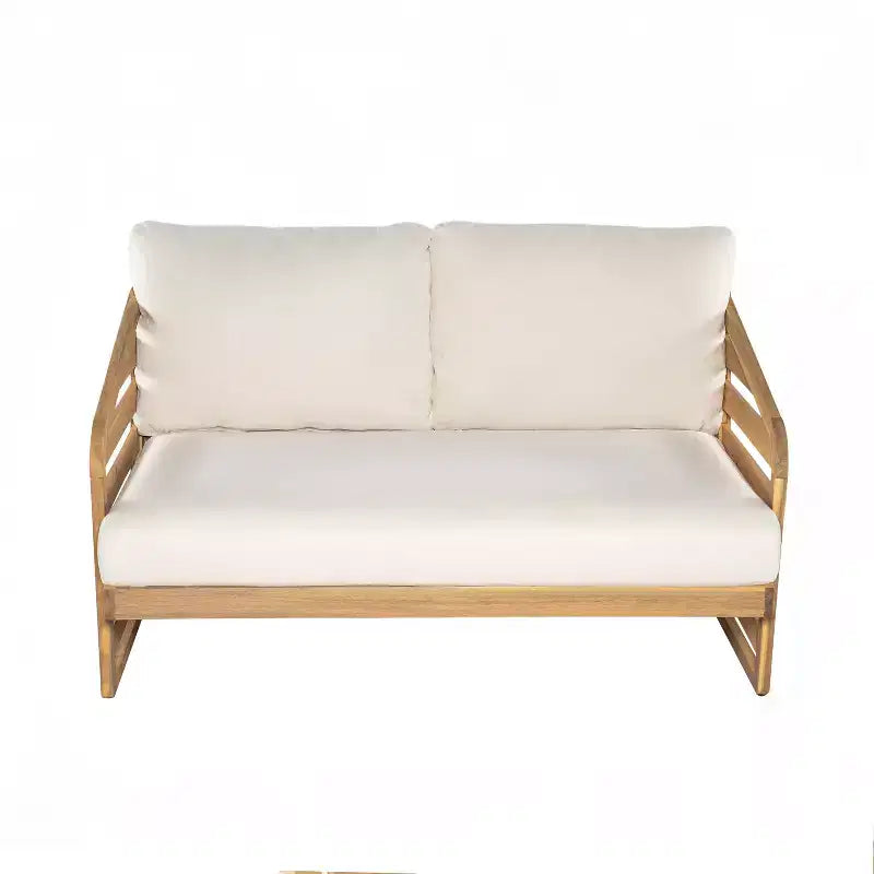 Christopher Knight Home Yantic Set da conversazione moderno da esterno a 4 pezzi in legno di acacia con cuscini resistenti all'acqua