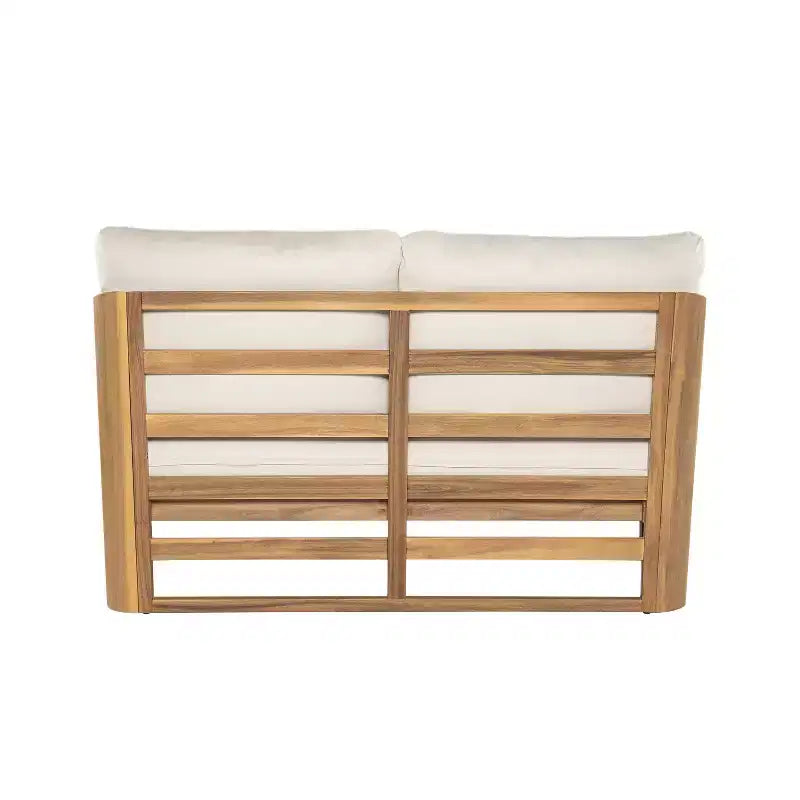 Christopher Knight Home Yantic Set da conversazione moderno da esterno a 4 pezzi in legno di acacia con cuscini resistenti all'acqua
