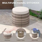 EAGLE PEAK Sunset Dune Set da giardino 6 pezzi, mobili da esterno moderni, set lounge in vimini effetto legno per patio