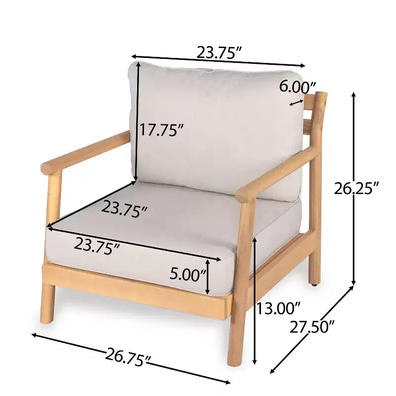 Set da salotto da esterno Christopher Knight Home Selina, 4 pezzi, design a doghe rustico, in legno di acacia con cuscini