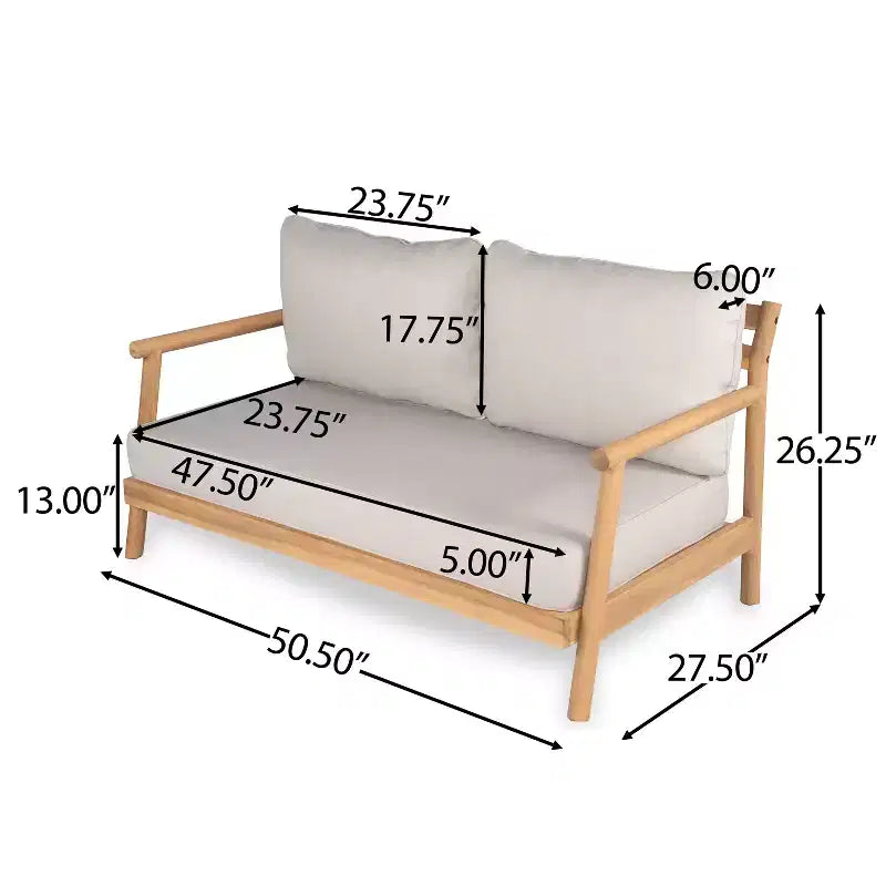Set da salotto da esterno Christopher Knight Home Selina, 4 pezzi, design a doghe rustico, in legno di acacia con cuscini