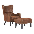 Poltrona lounge vintage Christopher Knight Home Morgan con schienale alto, effetto invecchiato e poggiapiedi