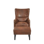 Poltrona lounge vintage Christopher Knight Home Morgan con schienale alto, effetto invecchiato e poggiapiedi