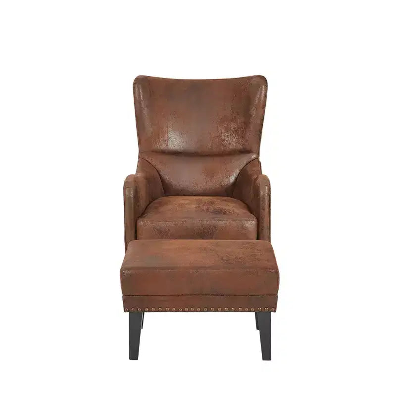 Poltrona lounge vintage Christopher Knight Home Morgan con schienale alto, effetto invecchiato e poggiapiedi