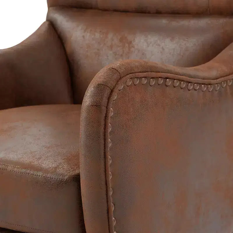 Poltrona lounge vintage Christopher Knight Home Morgan con schienale alto, effetto invecchiato e poggiapiedi