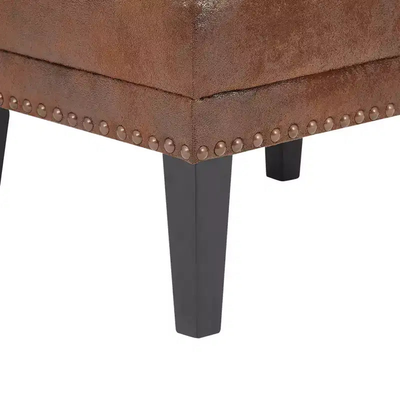 Poltrona lounge vintage Christopher Knight Home Morgan con schienale alto, effetto invecchiato e poggiapiedi