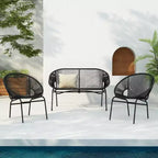 Christopher Knight Home Paoa Set Salotto da Esterno in 3 Pezzi Intrecciato con Struttura in Ferro (Tavolo Non Incluso)