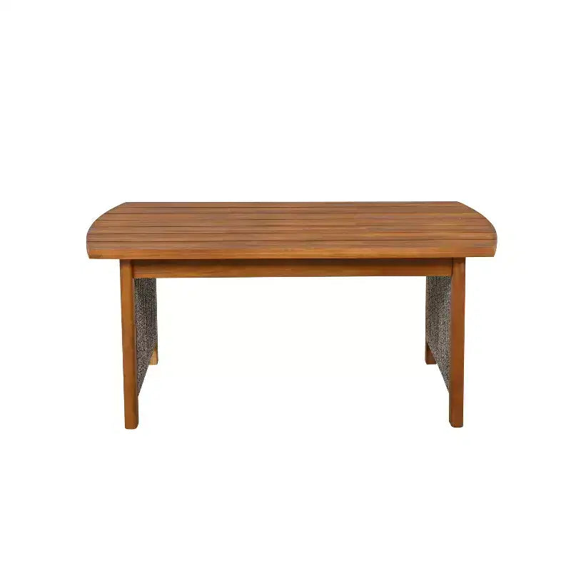 Set da giardino Christopher Knight Home Valentina, 5 pezzi, in legno di acacia con intreccio rustico in corda, comprensivo di tavolino e cuscini