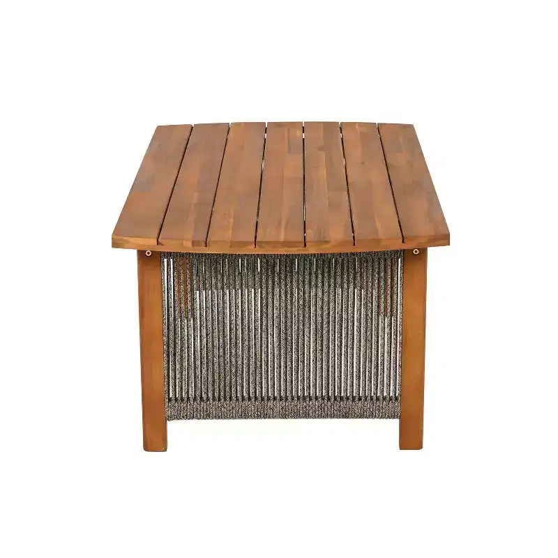 Set da giardino Christopher Knight Home Valentina, 5 pezzi, in legno di acacia con intreccio rustico in corda, comprensivo di tavolino e cuscini