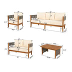 Set da giardino Christopher Knight Home Valentina, 5 pezzi, in legno di acacia con intreccio rustico in corda, comprensivo di tavolino e cuscini