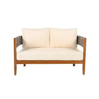 Set da giardino Christopher Knight Home Valentina, 5 pezzi, in legno di acacia con intreccio rustico in corda, comprensivo di tavolino e cuscini
