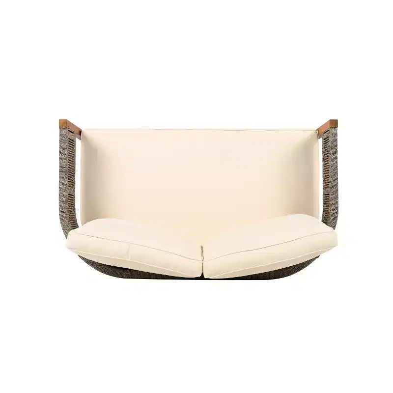 Set da giardino Christopher Knight Home Valentina, 5 pezzi, in legno di acacia con intreccio rustico in corda, comprensivo di tavolino e cuscini