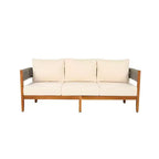 Set da giardino Christopher Knight Home Valentina, 5 pezzi, in legno di acacia con intreccio rustico in corda, comprensivo di tavolino e cuscini