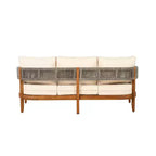 Set da giardino Christopher Knight Home Valentina, 5 pezzi, in legno di acacia con intreccio rustico in corda, comprensivo di tavolino e cuscini