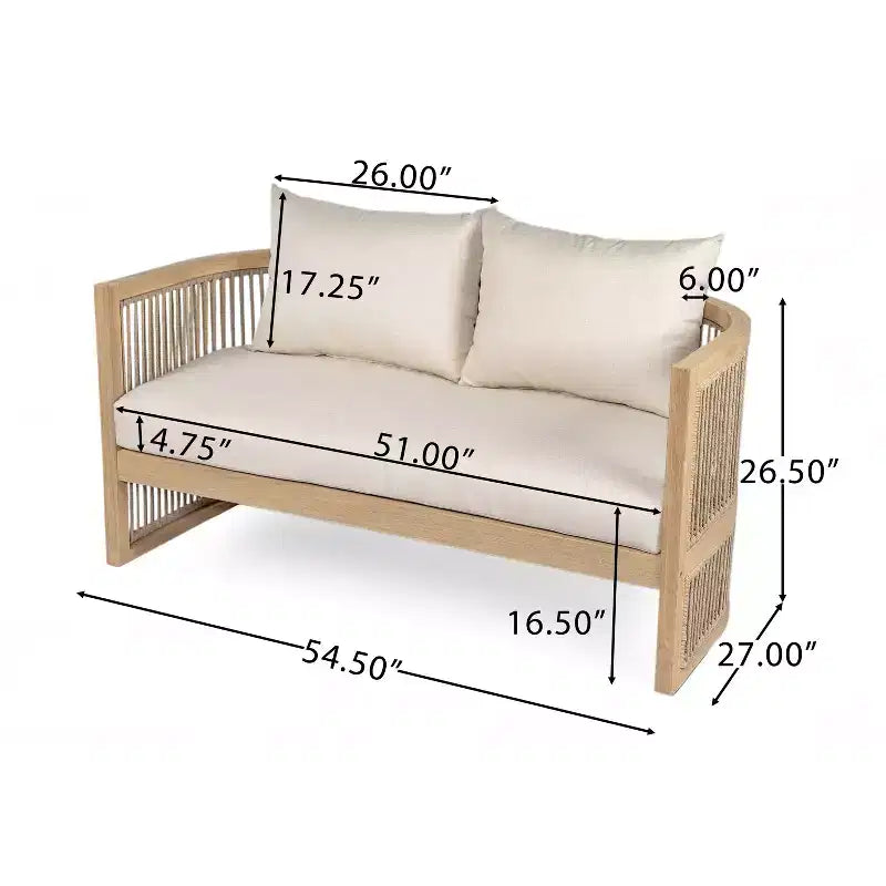 Set da conversazione per esterni da 5 pezzi Christopher Knight Home Joplin in legno di acacia e corda con cuscini e braciere rotondo